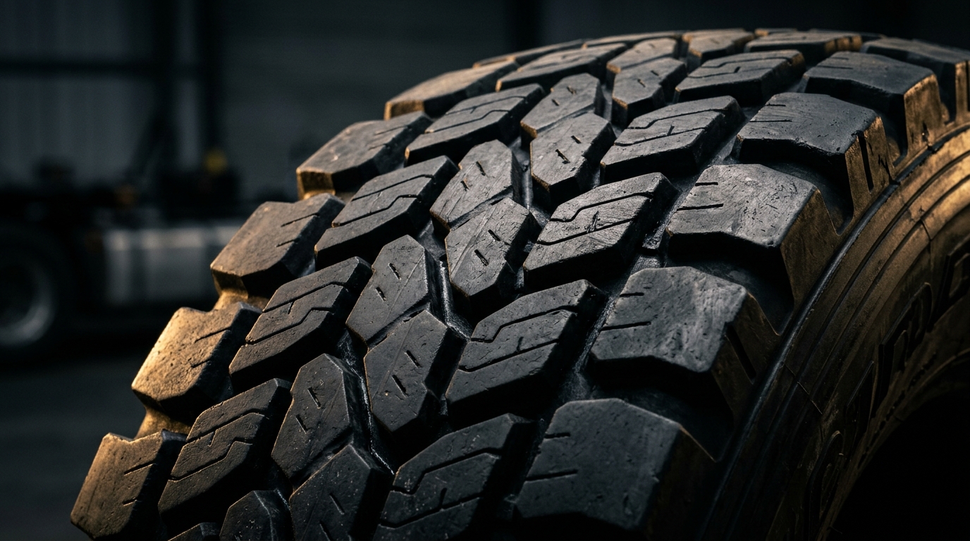 Deep truck tyre tread macro background